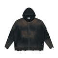 Distressed Full Zip Sweater