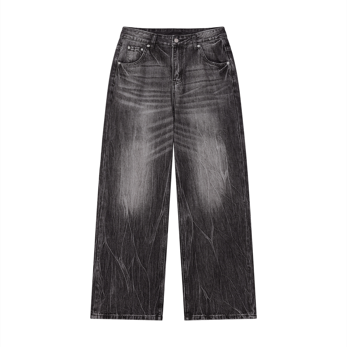 Vintage Wash Wide-Leg Denim