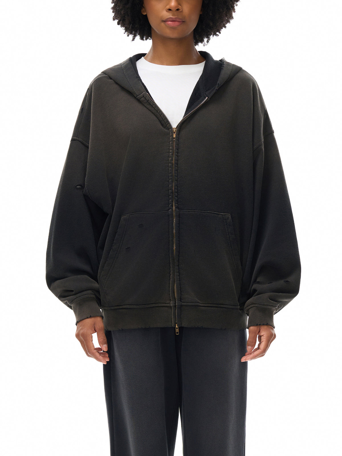 Sunfade Frayed Zip Hoodie