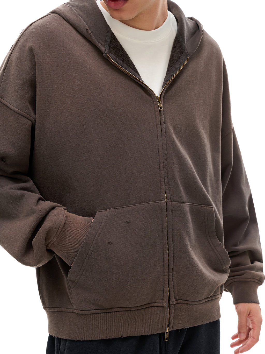 Sunfade Frayed Zip Hoodie