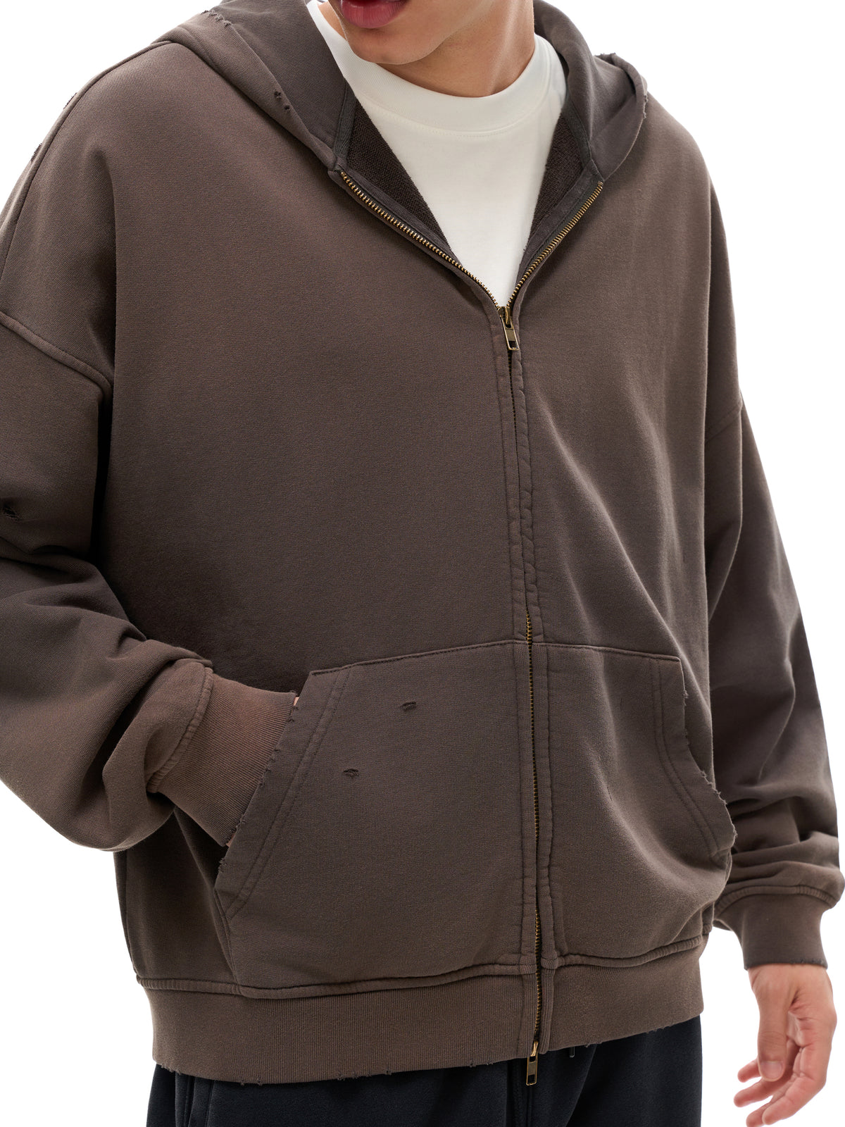 Sunfade Frayed Zip Hoodie