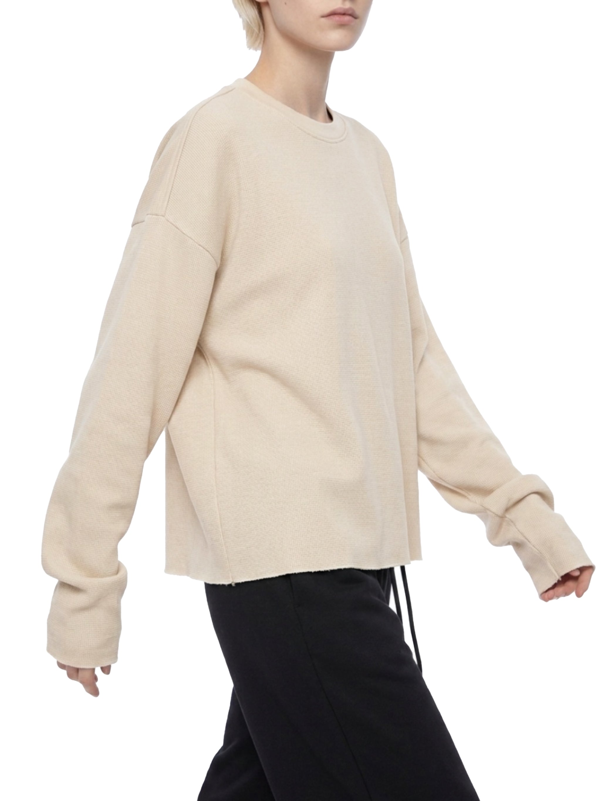 Vintage Waffle Raw-Edge Tee