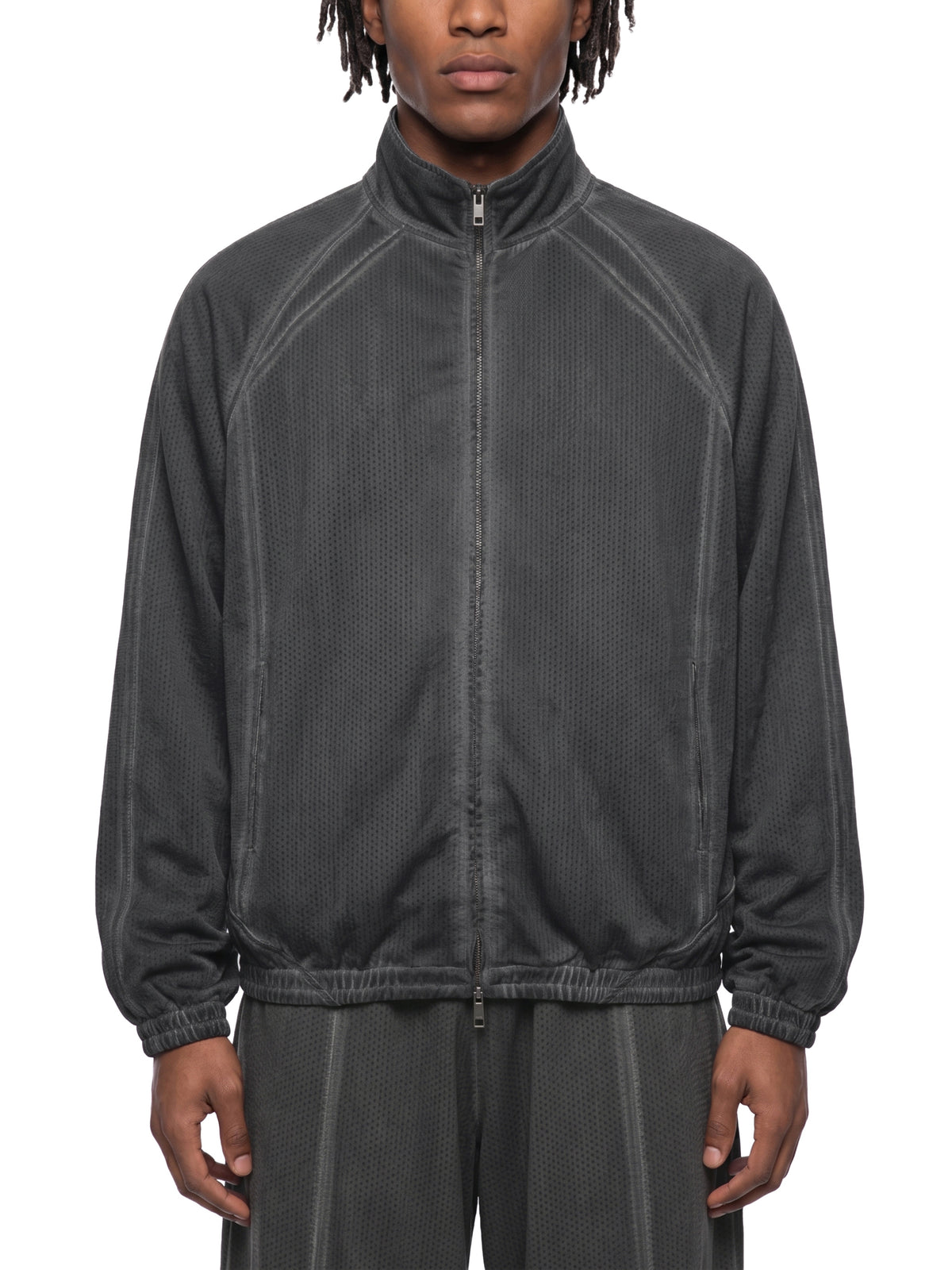 Vintage Wash Full Zip Mesh Jacket
