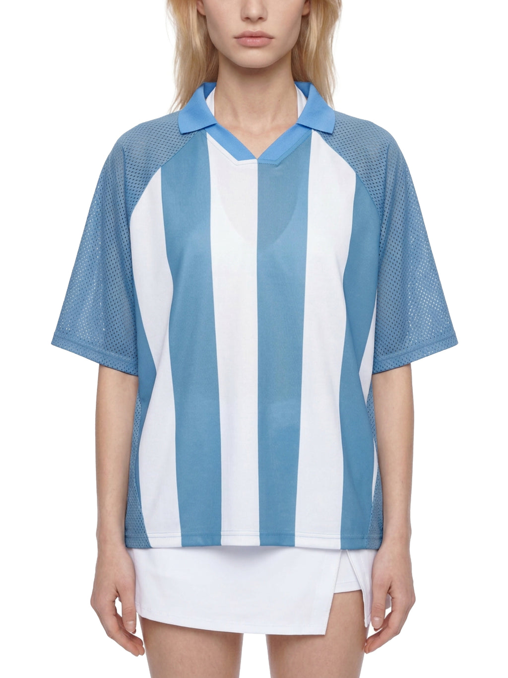 Striped Mesh Boxy Soccer Jersey