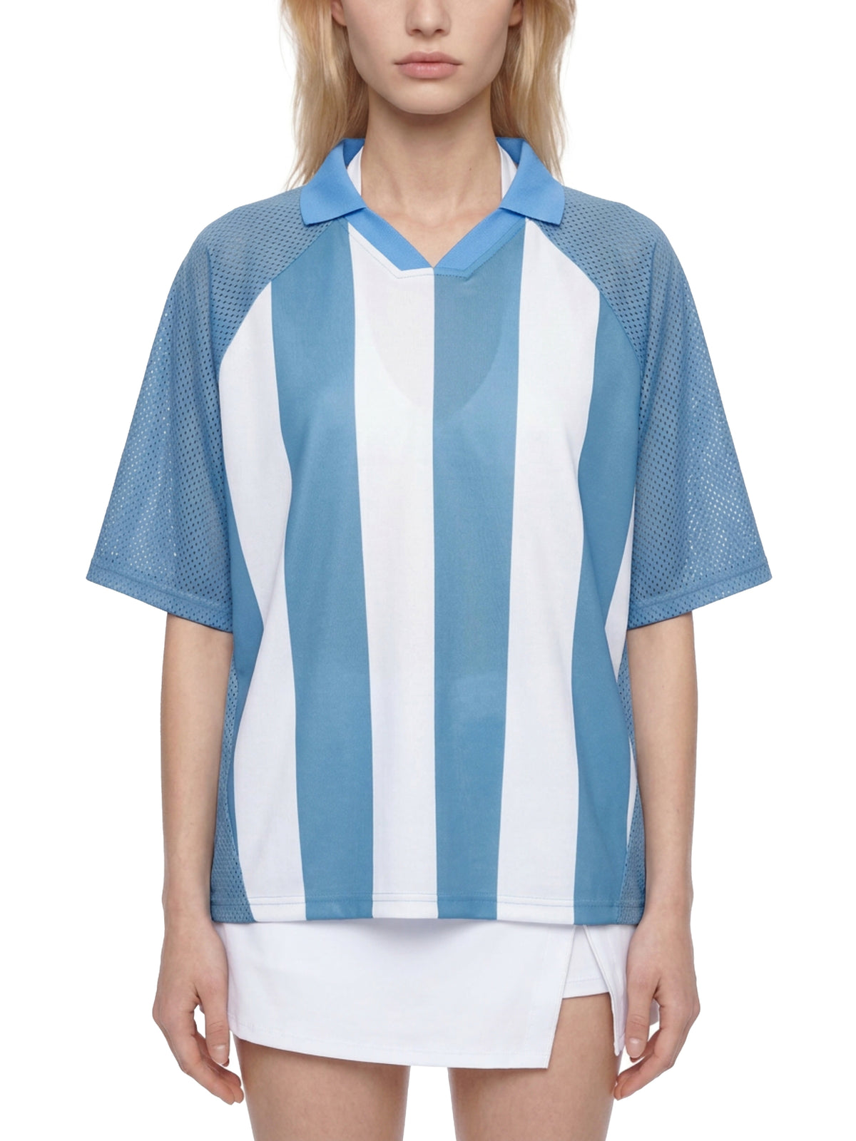 Striped Mesh Boxy Soccer Jersey