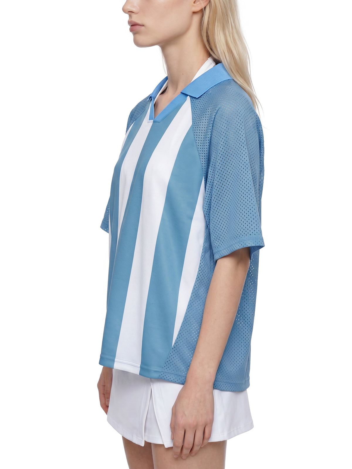 Striped Mesh Boxy Soccer Jersey
