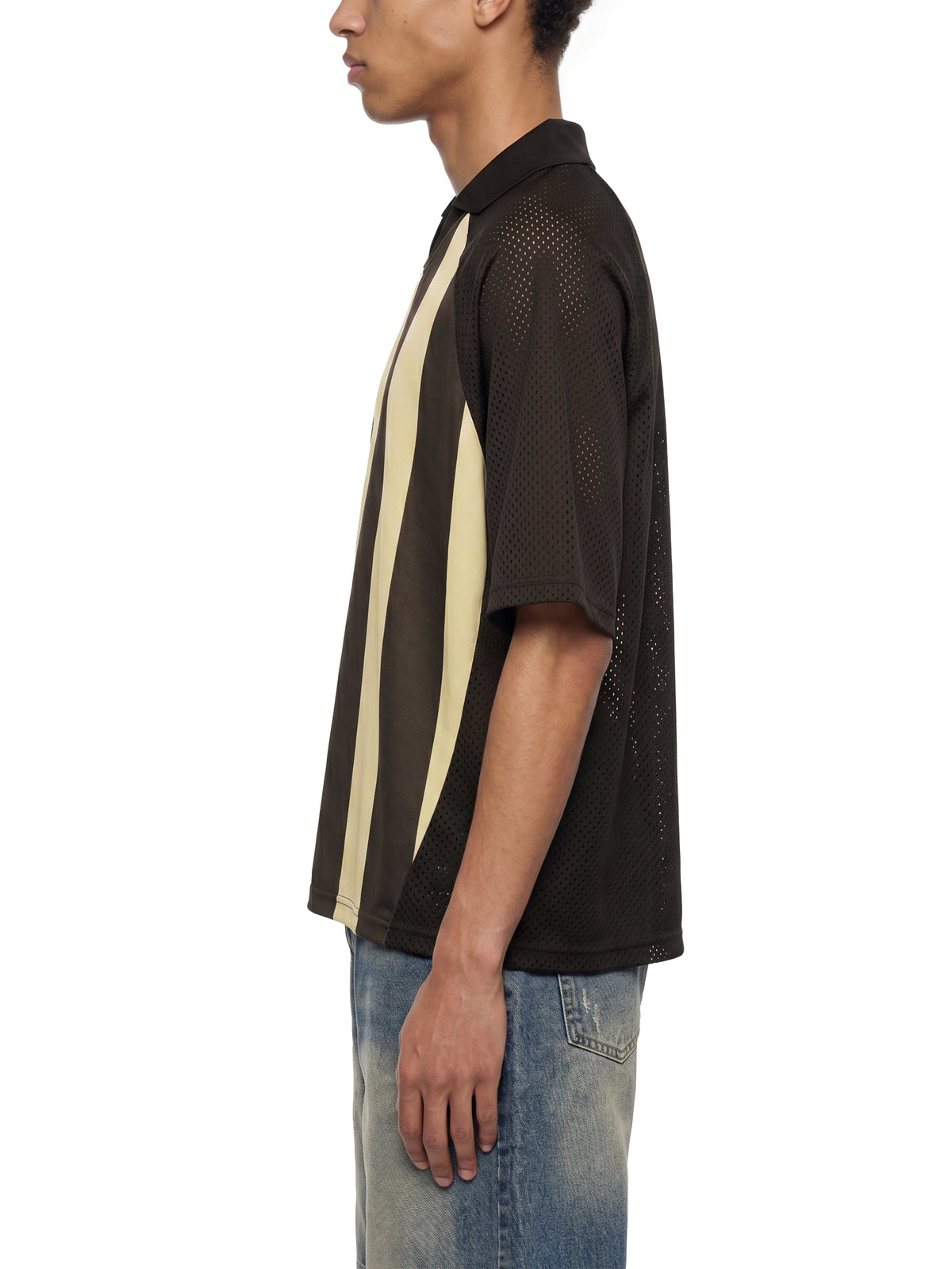 Striped Mesh Boxy Soccer Jersey