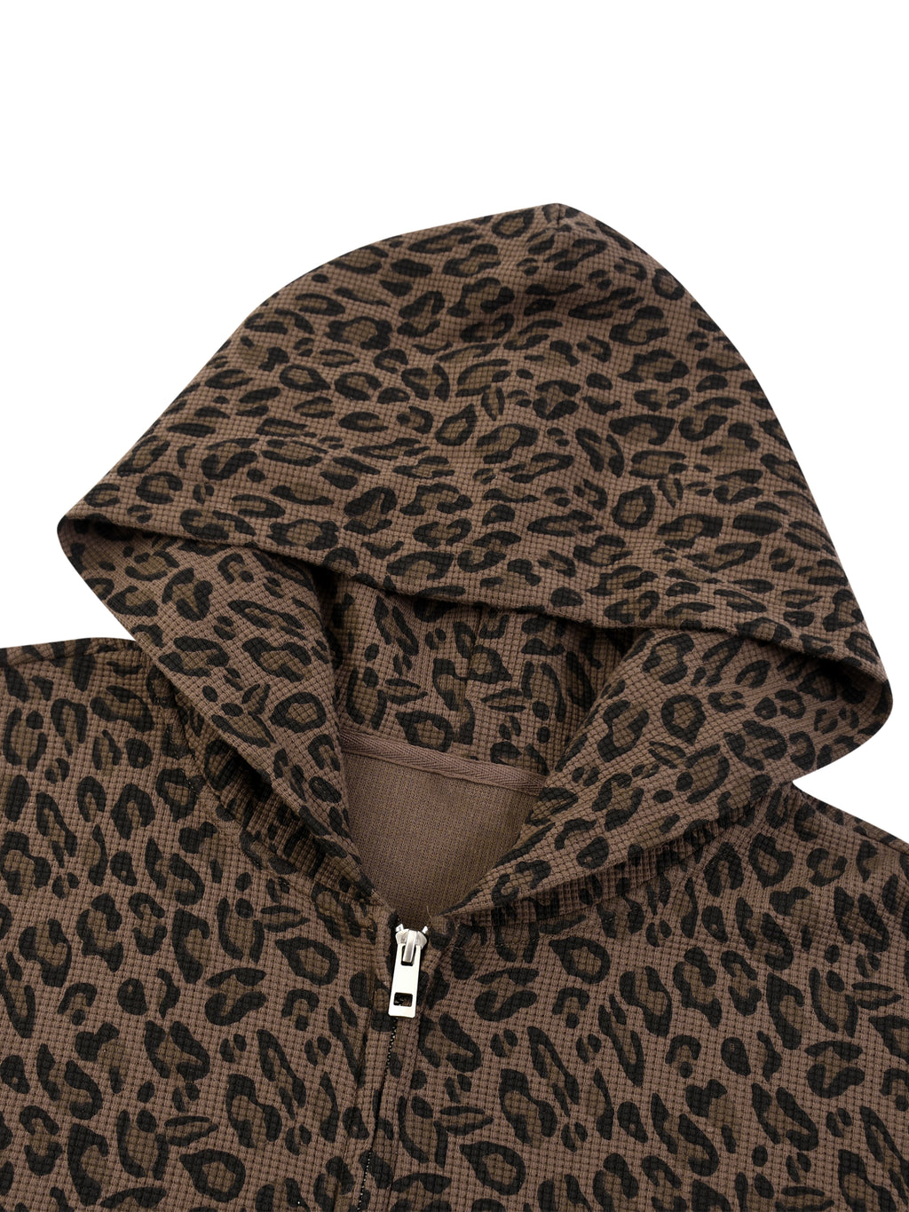 Leopard Waffle Zip Hoodie