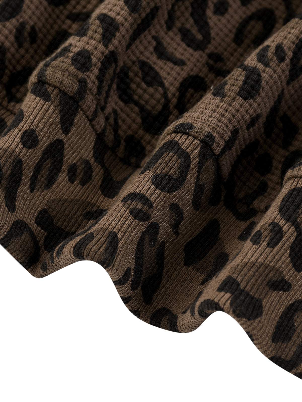 Leopard Waffle Zip Hoodie