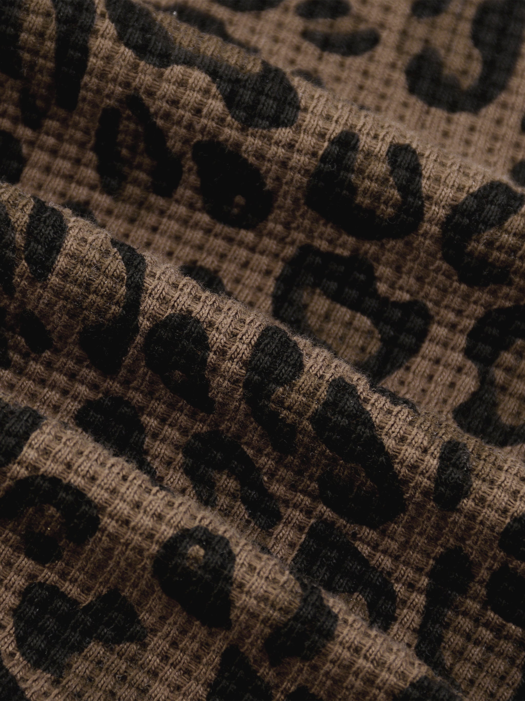 Leopard Waffle Zip Hoodie