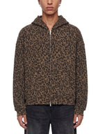 Leopard Waffle Zip Hoodie