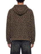 Leopard Waffle Zip Hoodie