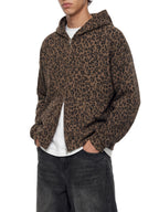 Leopard Waffle Zip Hoodie