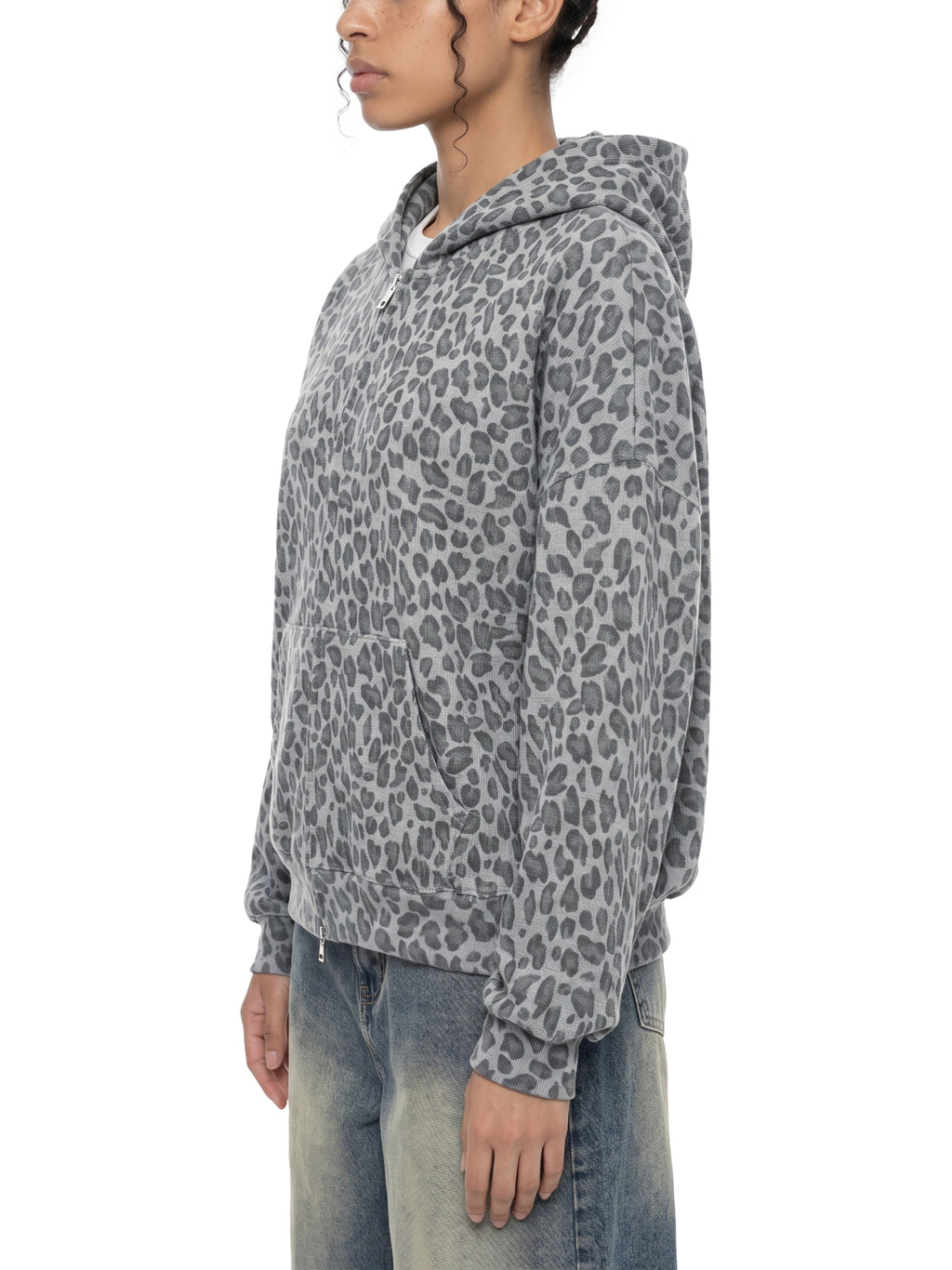 Leopard Waffle Zip Hoodie