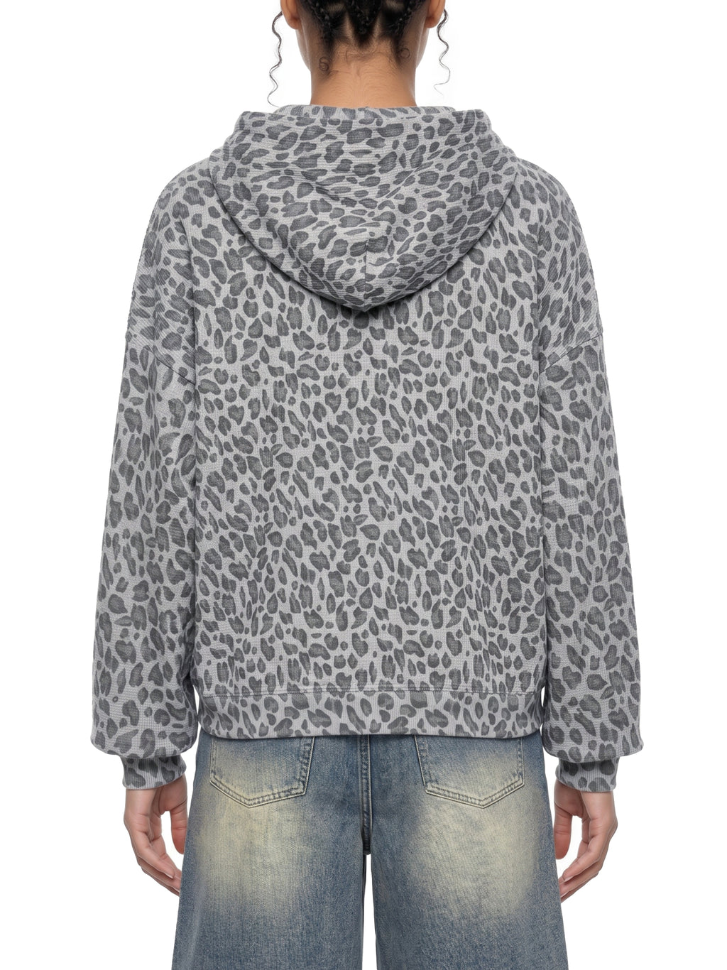 Leopard Waffle Zip Hoodie