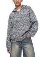 Leopard Waffle Zip Hoodie