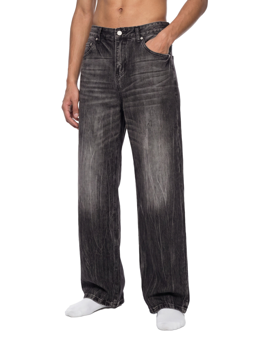 Vintage Wash Wide-Leg Denim