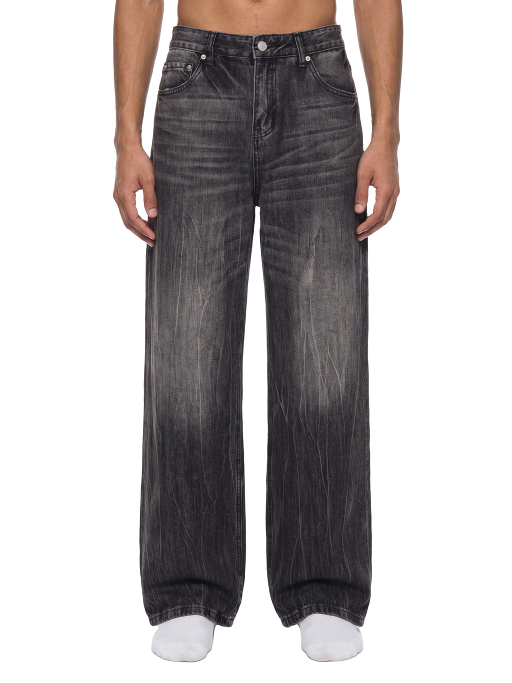 Vintage Wash Wide-Leg Denim