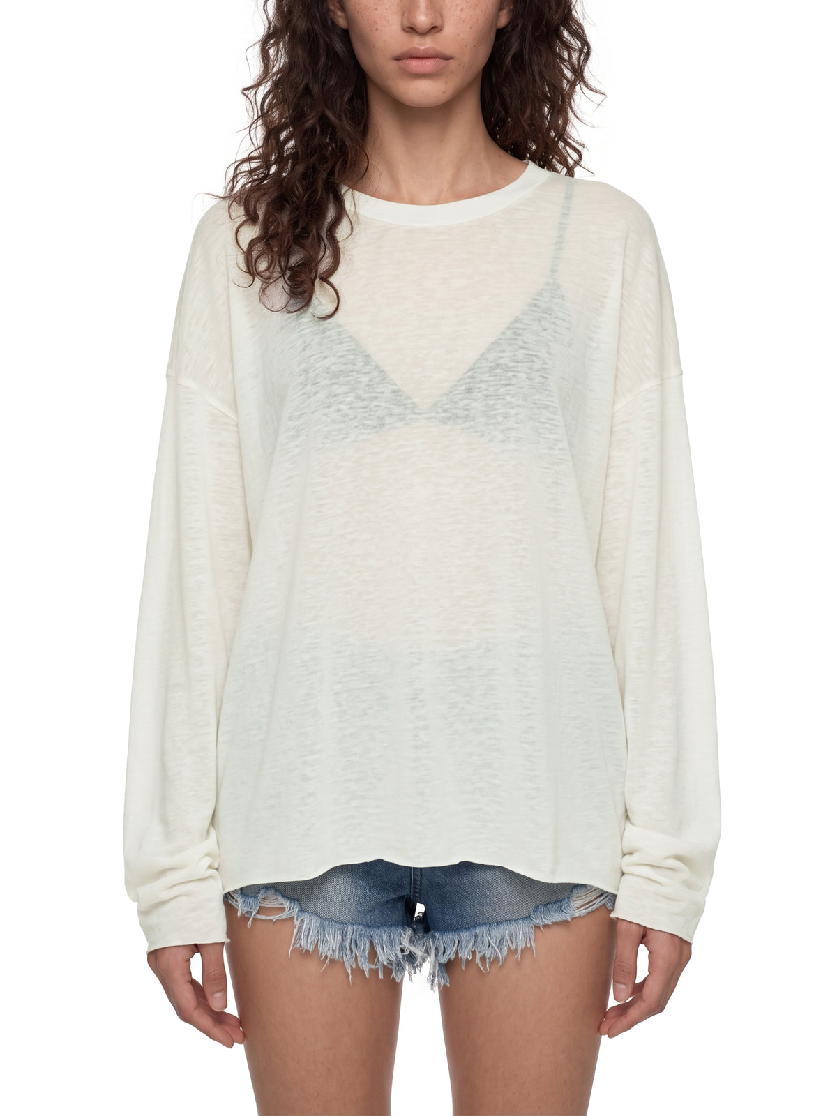 Raw-Edge Lyocell Long Sleeve Tee