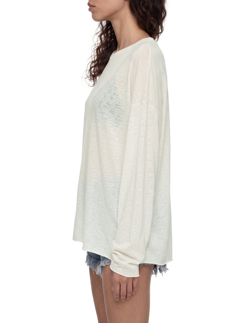 Raw-Edge Lyocell Long Sleeve Tee