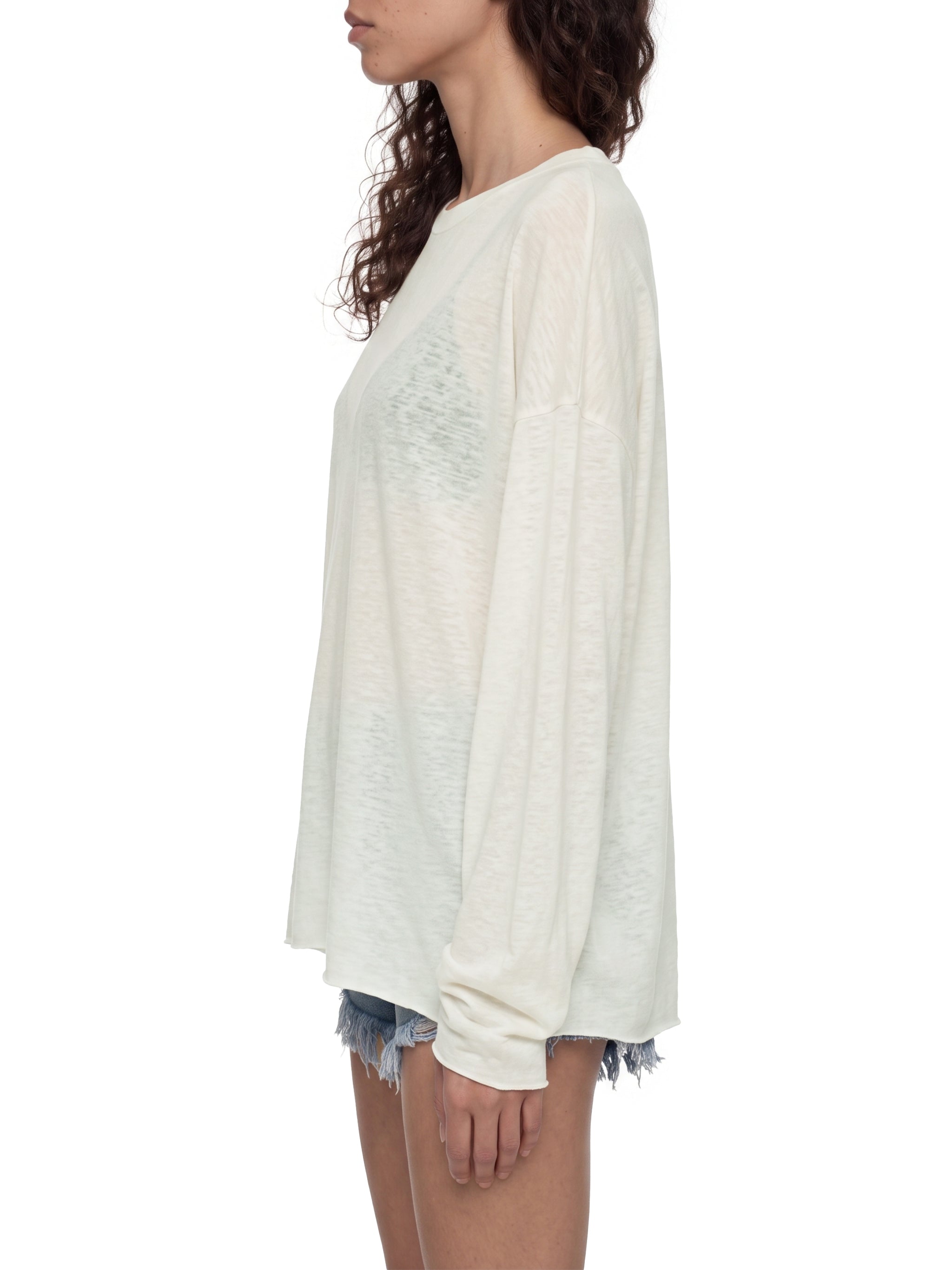 Raw-Edge Lyocell Long Sleeve Tee