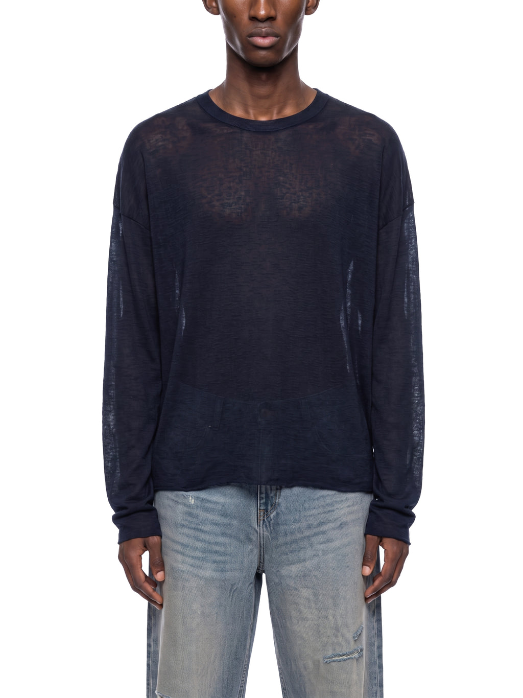 Raw-Edge Lyocell Long Sleeve Tee