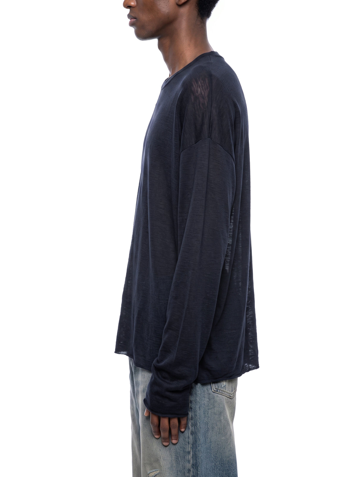 Raw-Edge Lyocell Long Sleeve Tee