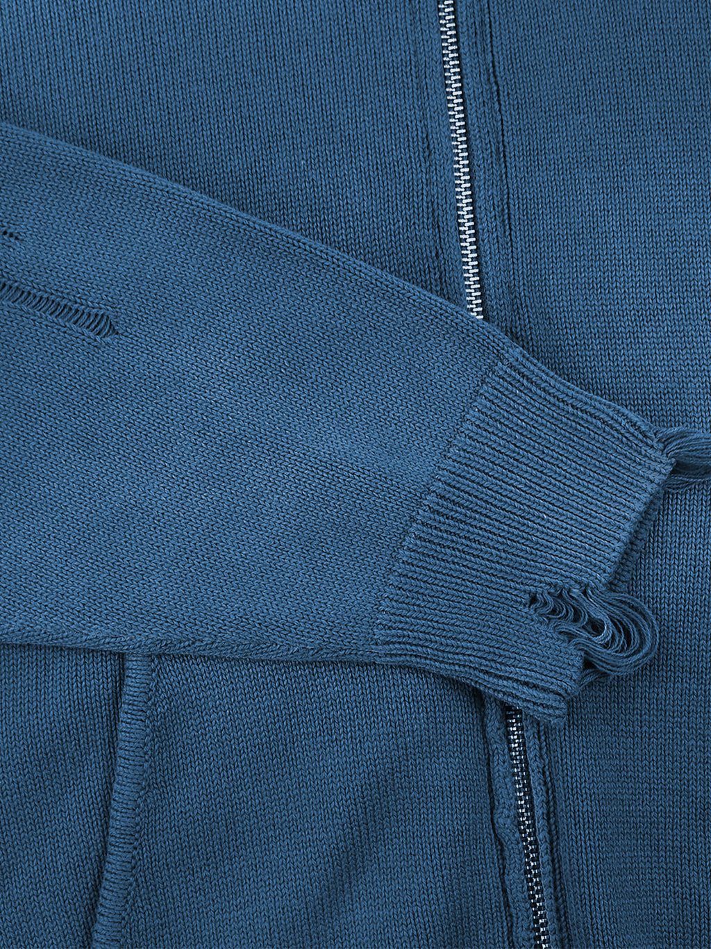 Distressed Full Zip Sweater