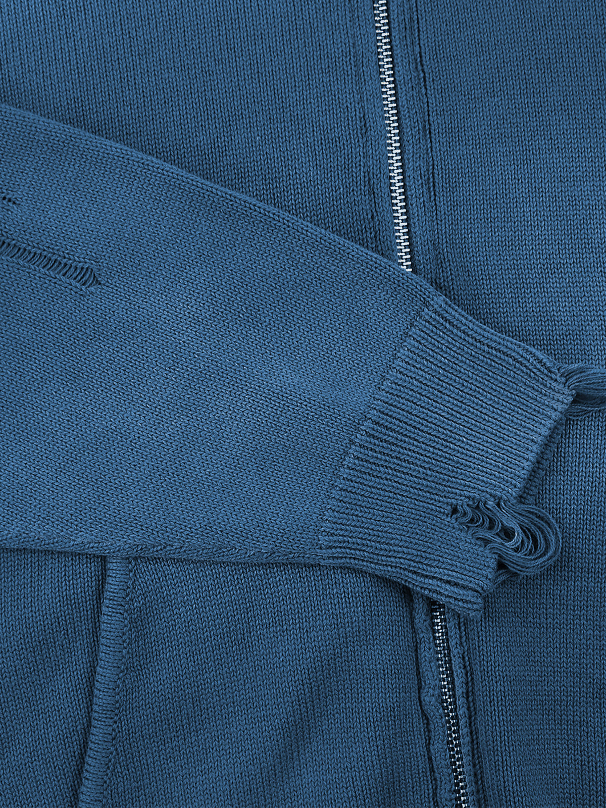 Distressed Full Zip Sweater