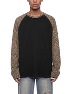 Leopard Panel Raglan Long Sleeve Tee
