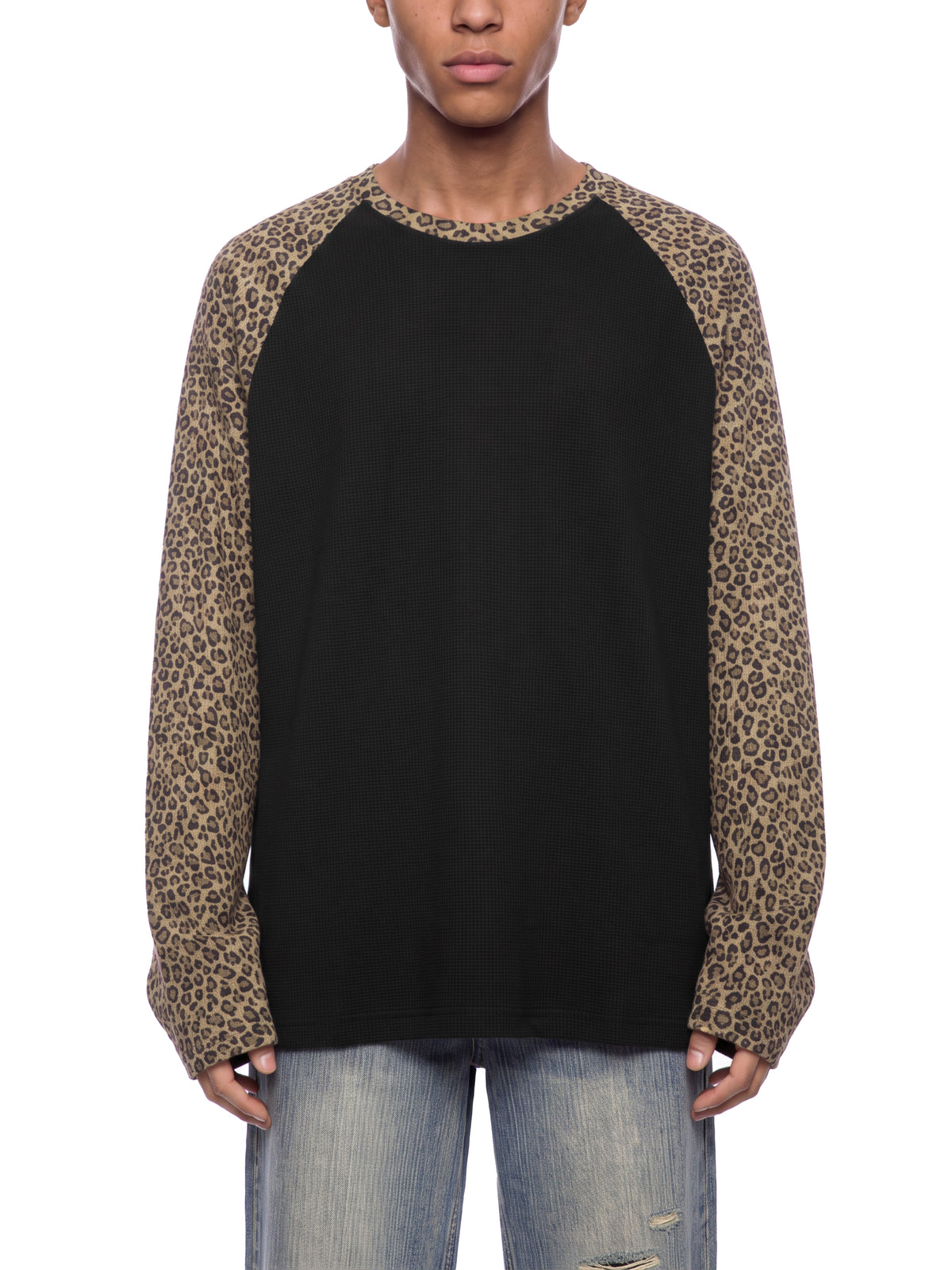 Leopard Panel Raglan Long Sleeve Tee