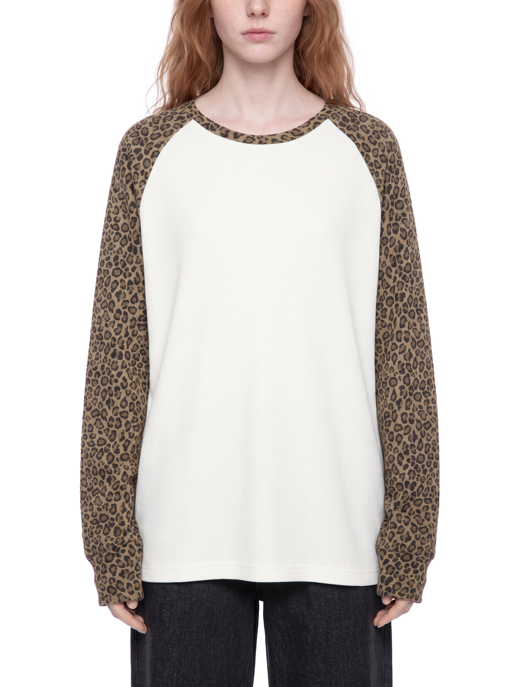 Leopard Panel Raglan Long Sleeve Tee