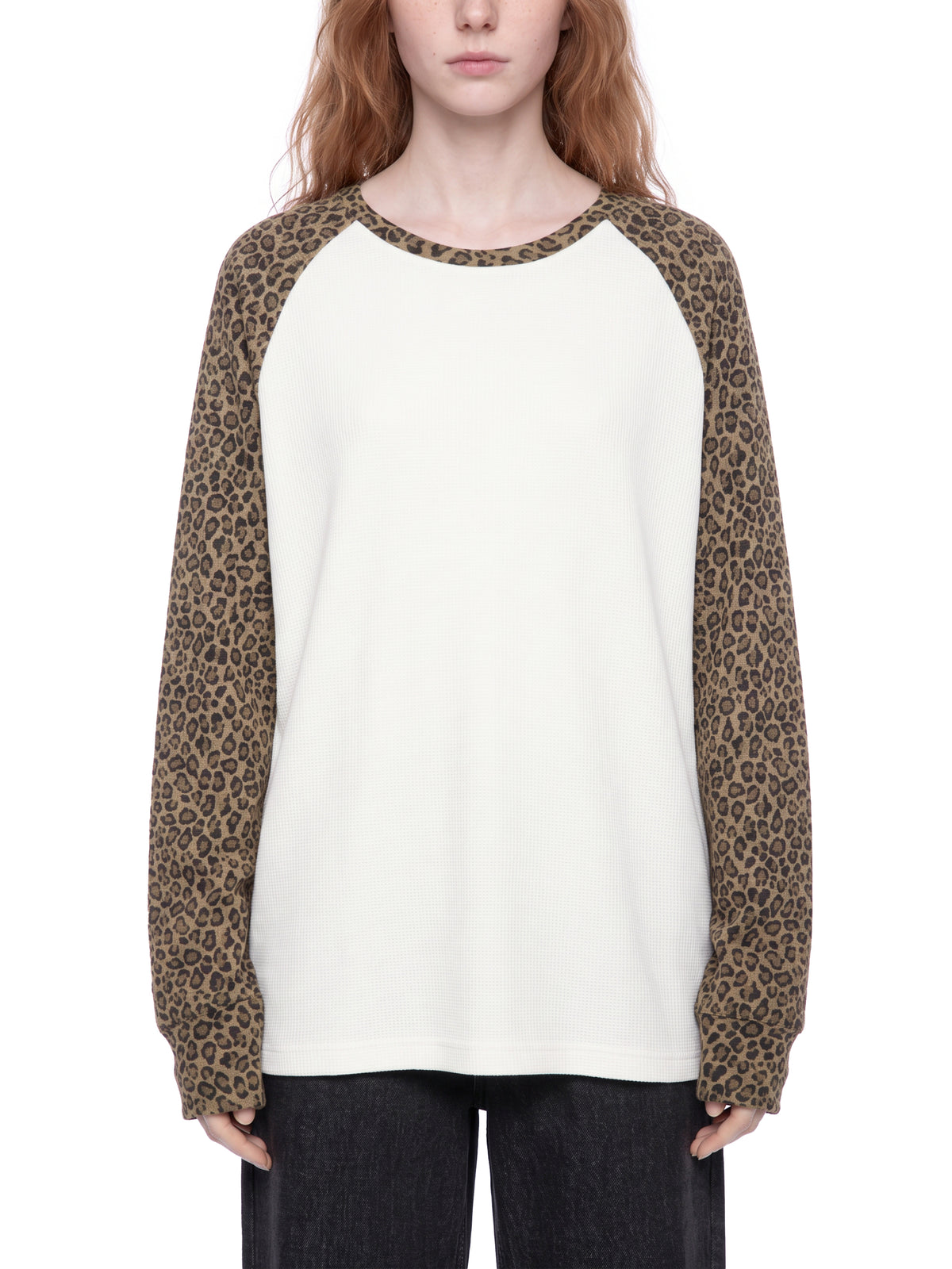 Leopard Panel Raglan Long Sleeve Tee