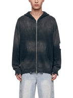 Distressed Full Zip Sweater