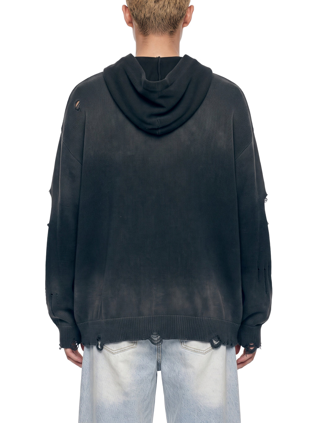 Distressed Full Zip Sweater