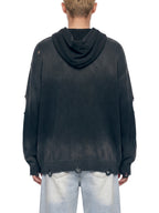 Distressed Full Zip Sweater
