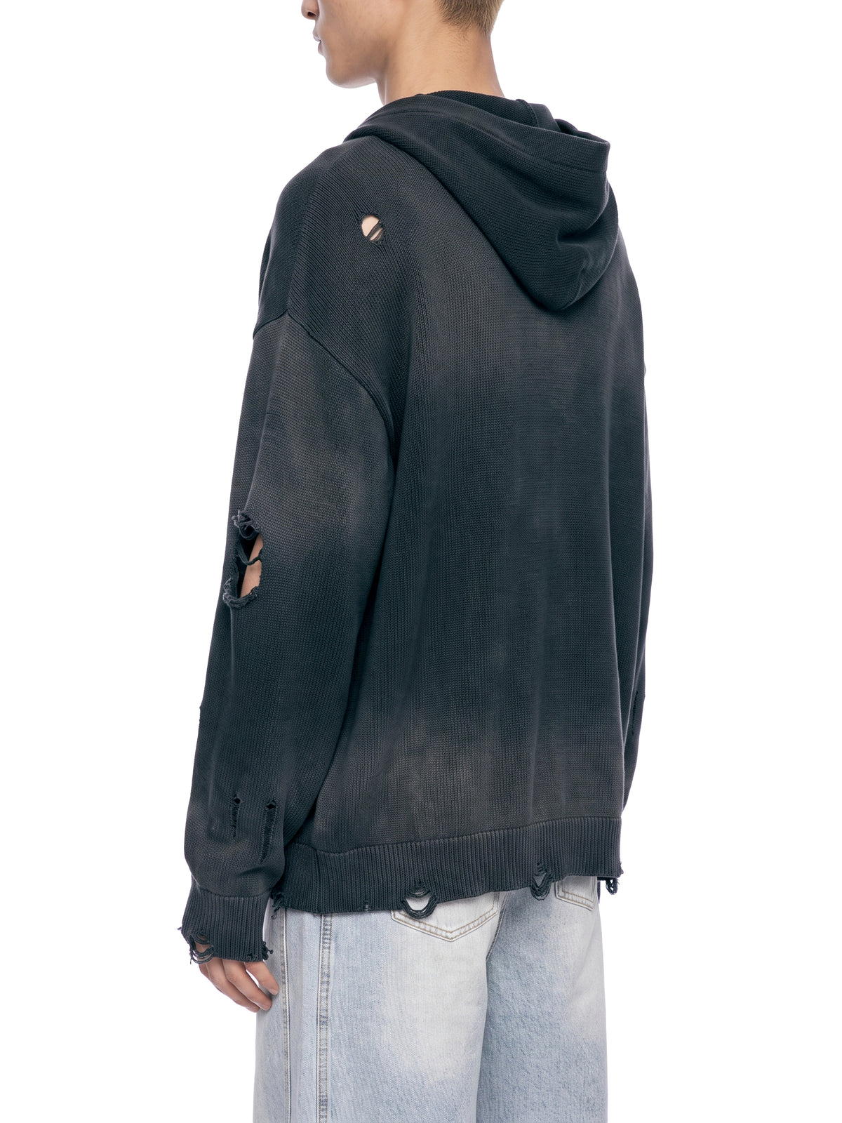 Distressed Full Zip Sweater