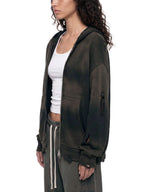 Distressed Full Zip Sweater