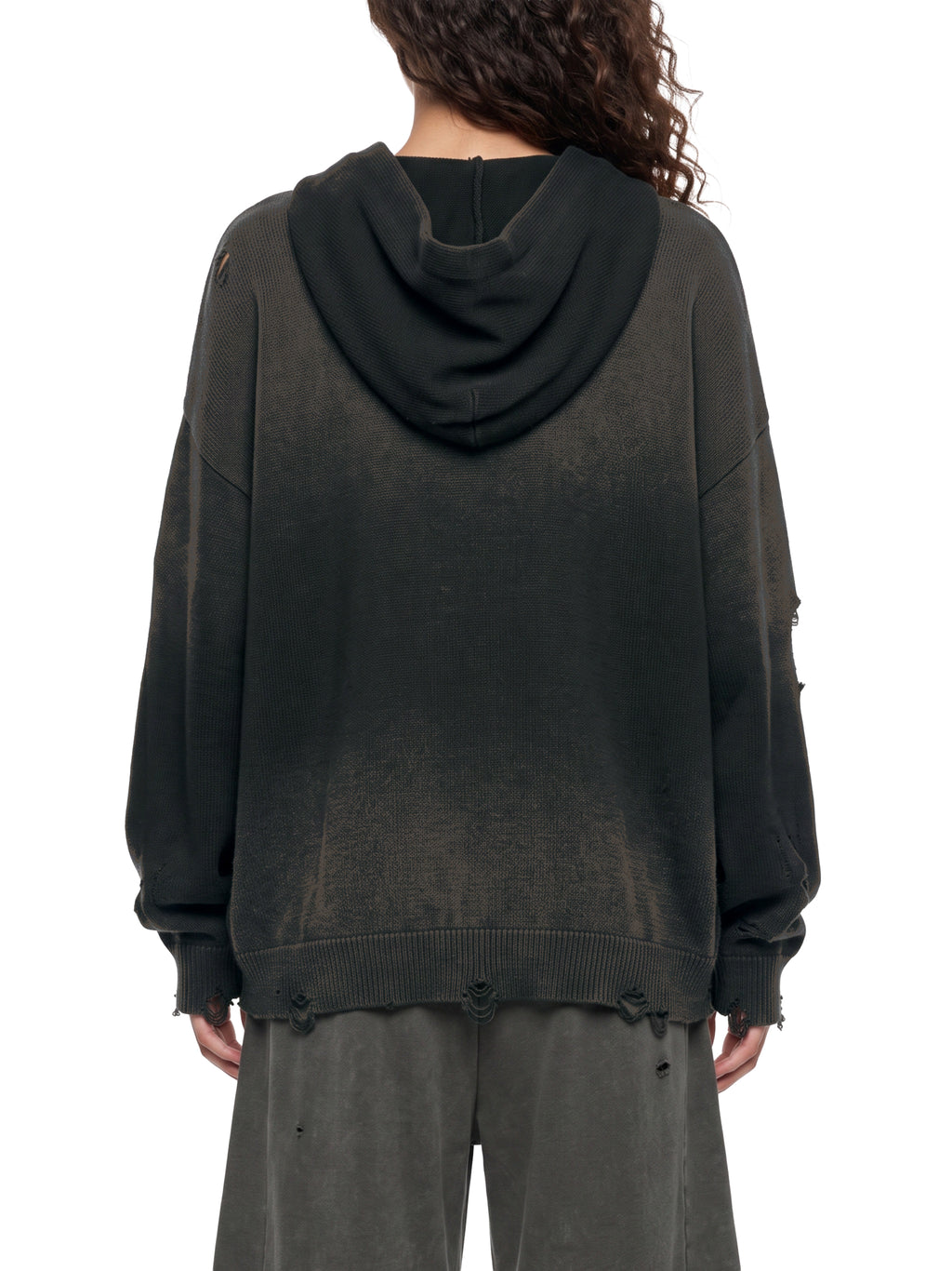 Distressed Full Zip Sweater